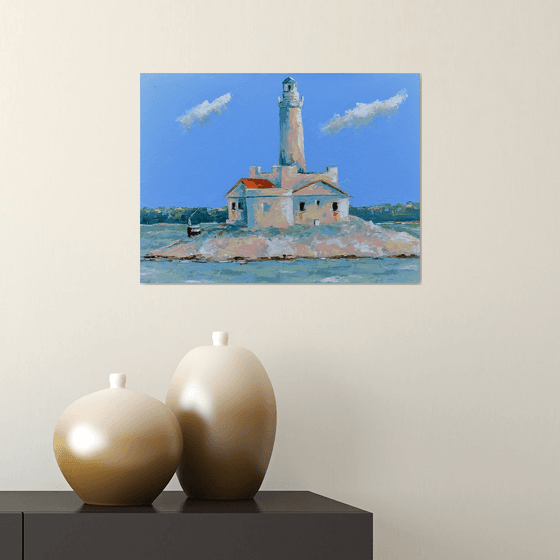 Porter lighthouse in Croatia. Adriatic sea