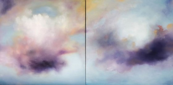 Clouds of Peace; Diptych (two) paintings