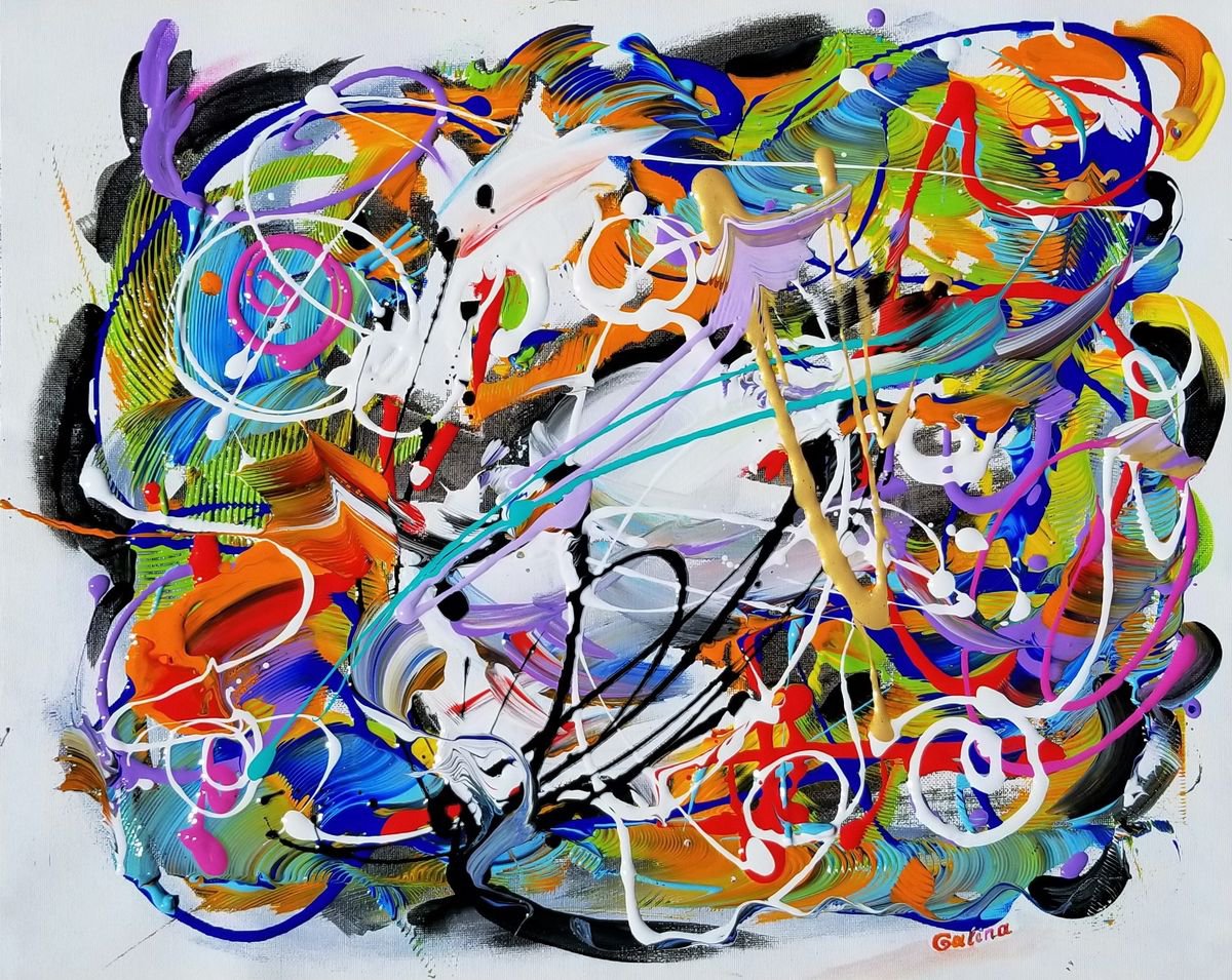 Expressive Abstract Acrylic Painting By Galina Victoria, 20 X 16, Liberation, Original Artwork