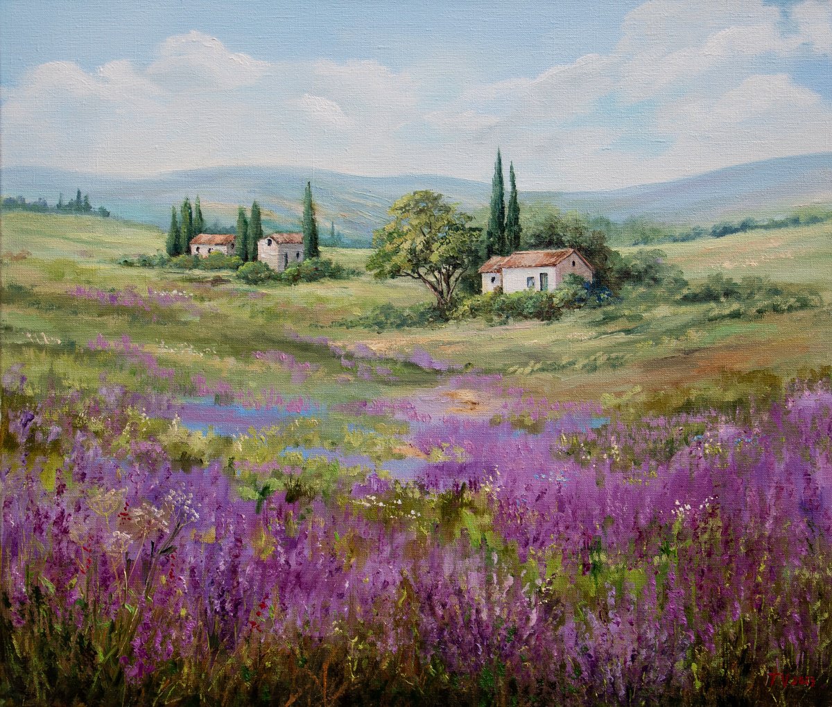 Impressionistic Landscape Oil Painting By Tetiana Vysochynska, 28 X 24", French Landscape., Original Artwork