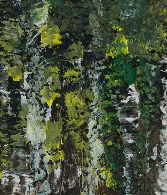 Birch Grove - expressive painting with strong textures