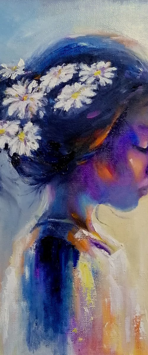 Girl with Daisies by Susana Z. Harris