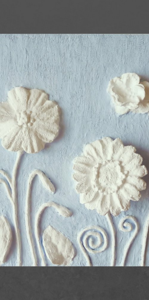 sculptural wall art "Meadow flowers" by Tatyana Mironova