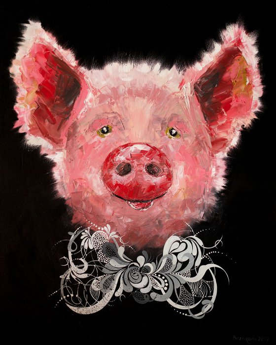 Oil painting "Rose Pig"