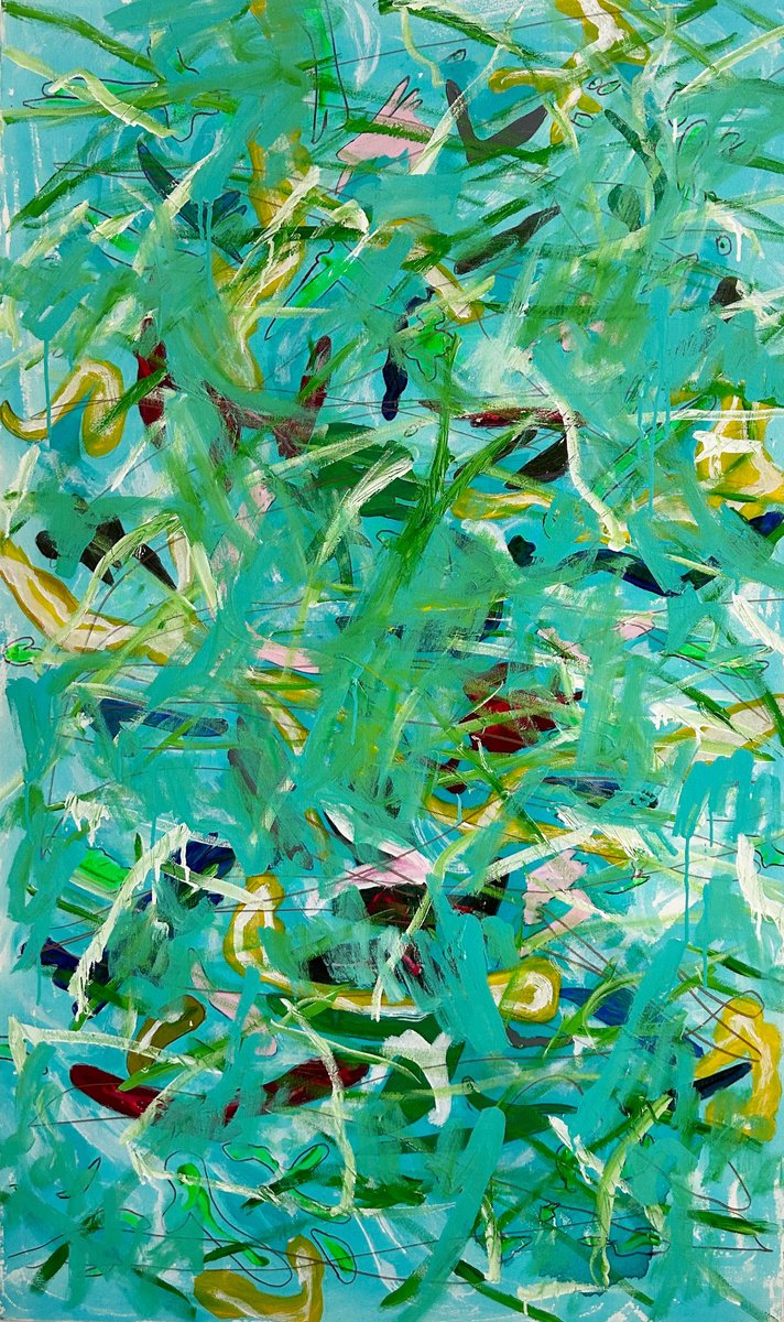 Abstract Acrylic Painting By Suzanne C. Nagy, 36 X 60", Landscape, Original Artwork