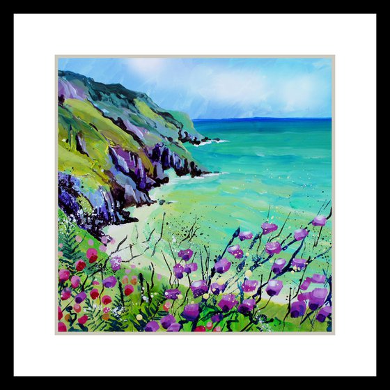 Devon Coast with purple mallow
