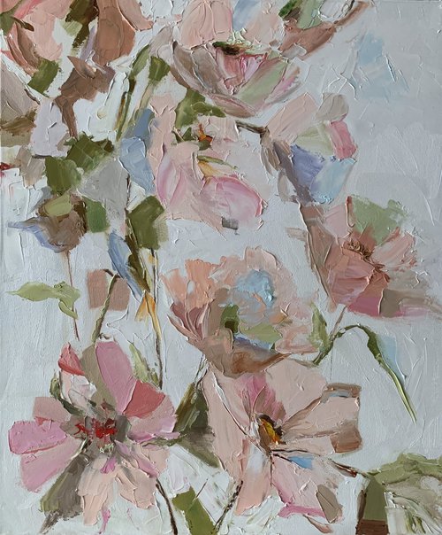 Tender flowers on white. by Vita Schagen