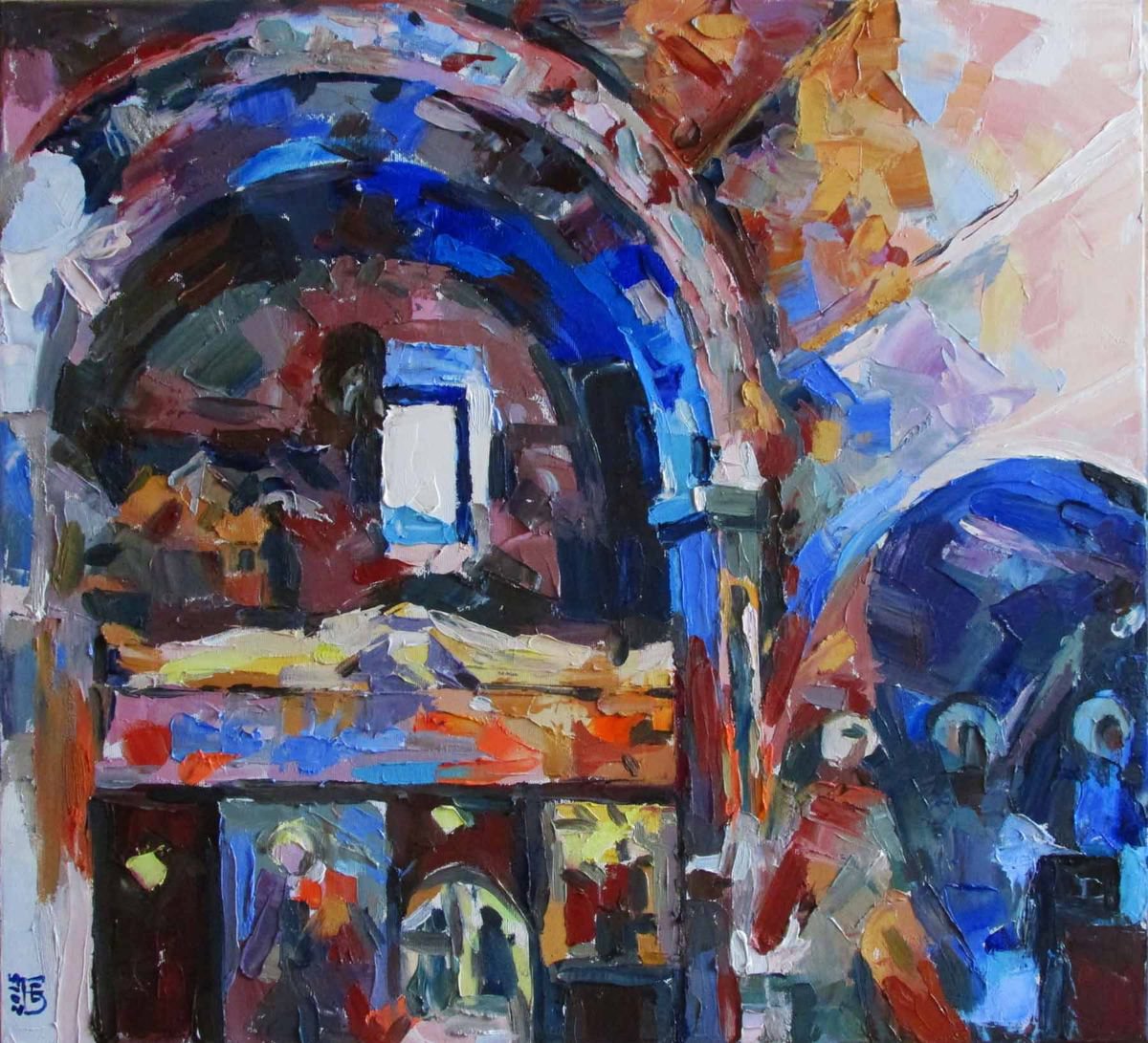 Impressionistic Cityscapes Oil Painting By Kateryna Bortsova, 24 X 22", Window, Original Artwork