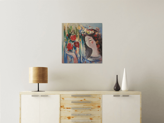 Harvest 60x60cm ,oil/canvas, abstract portrait