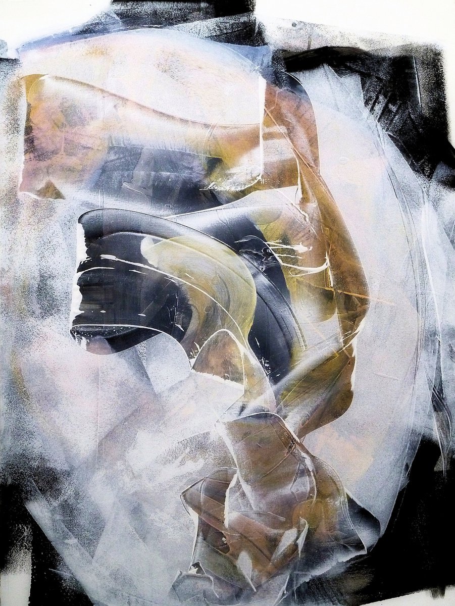 Expressive Abstract Acrylic Painting By Newel Hunter, 36 X 48", Reaching For It, Original Artwork