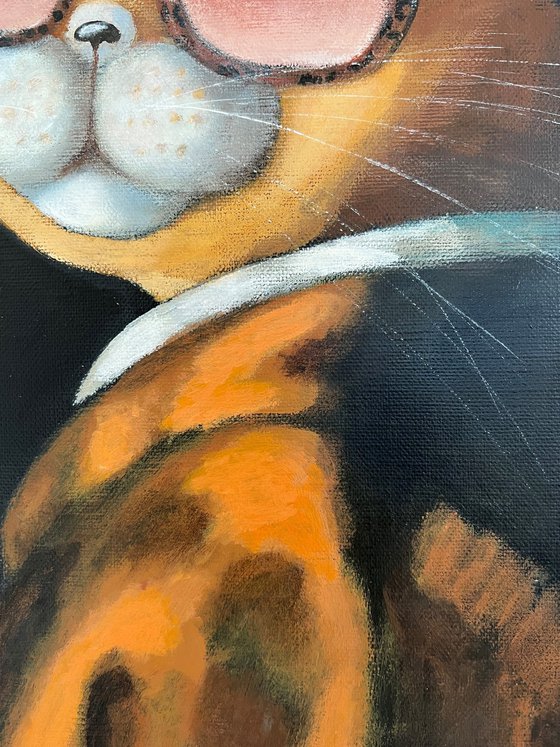 Cat with a Pearl Earring - acrylic painting, famous artist quote, humor