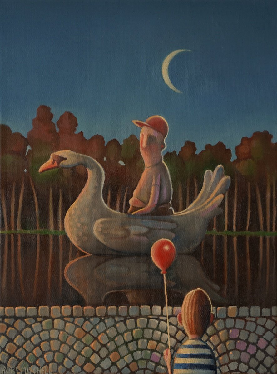 Naive Portrait Oil Painting By Rory Mitchell, 12 X 16", As Good As It Gets., Original Artwork