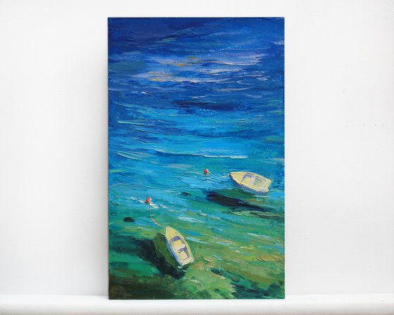 The depth sea with boats