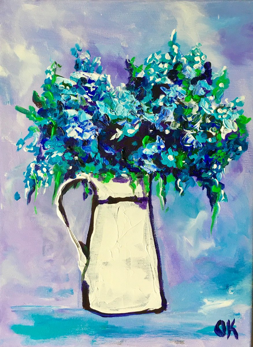Wild Flowers in a White Jar #8 by Olga Koval