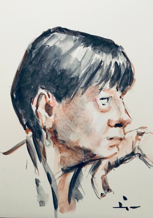 Watercolor Portrait Study 2021 #3 by Dominique Dève