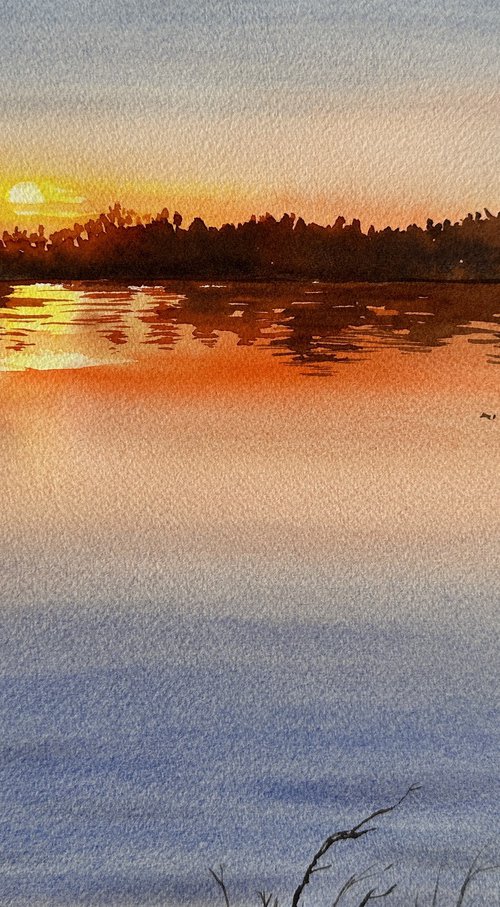 Sunset over Lake Möwen by Oleksandra Padushyna