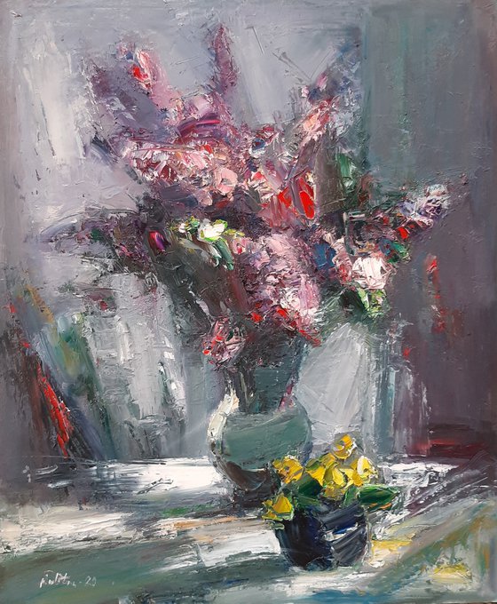 Abstract  lilacs(50x60cm, oil painting, ready to hang)