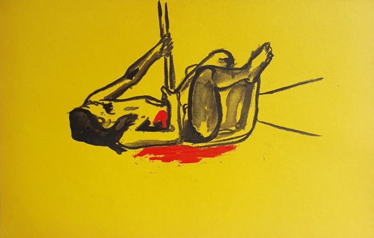 Illustrative Portrait Ink Drawing By Aleksandar Basic, 13 X 8, Fallen, Original Artwork