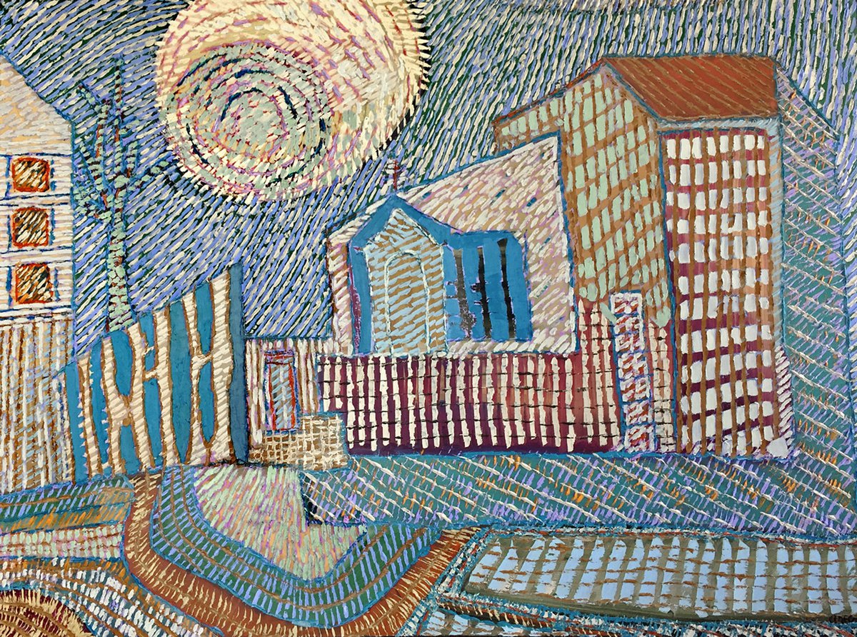 Impressionistic Cityscapes Oil Painting By Ann Parks Mccray, 40 X 30, By The Light Of The Moon, Original Artwork