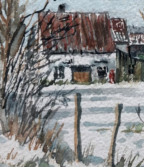 Outbuildings in the snow