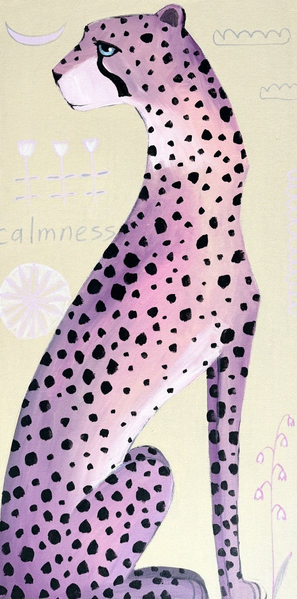 Surrealistic Animal Acrylic Painting By Daria Borisova, 18 X 36, Calmness, Original Artwork