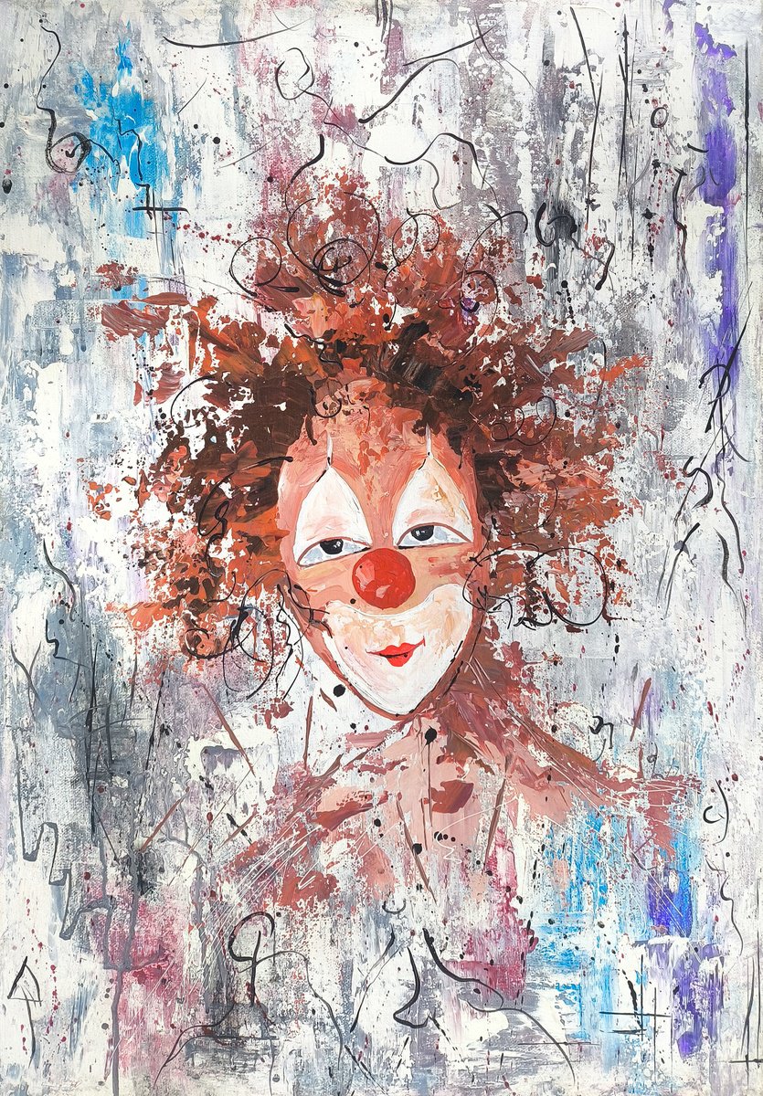Impressionistic Portrait Oil Painting By Ruben Ghulyan, 20 X 28", The Clown
