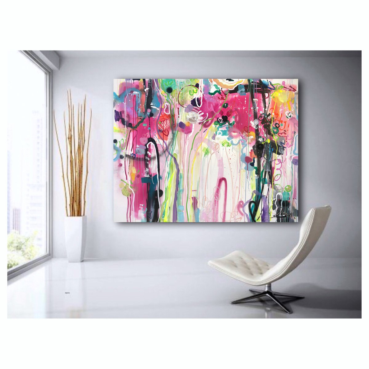 Expressive Abstract Painting By Maria Esmar, 71 X 55", More Than A Feeling, Original Artwork