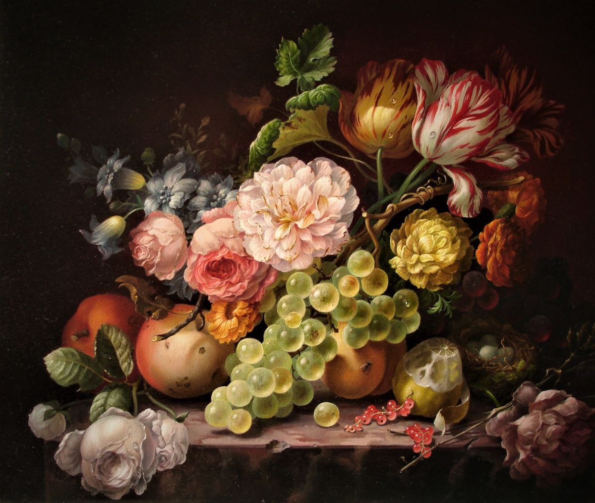 Photorealistic Still Life Oil Painting By Alexander Mikhalchyk, 20 X 24, Bunch Of Grapes., Original Artwork