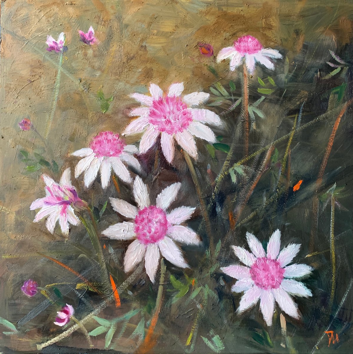 Pink flannel flowers by Shelly Du