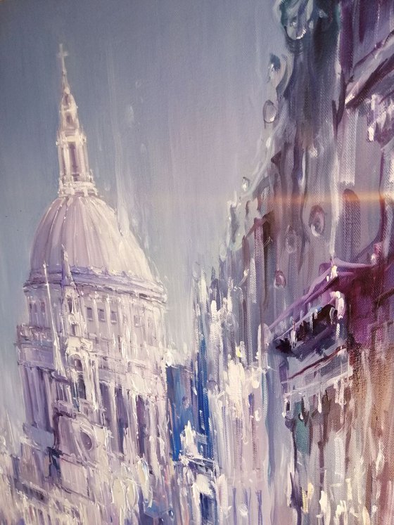 " London Rain" large oil painting by Artem Grunyka