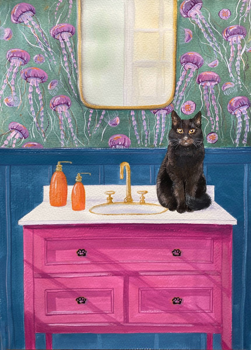 Whiskers and Whims: Home Adventures of a Black Cat - Jellyfish by Tetiana Savchenko