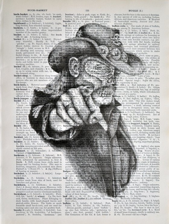Lemmy Like a Zombie - Collage Art on Large Real English Dictionary Vintage Book Page