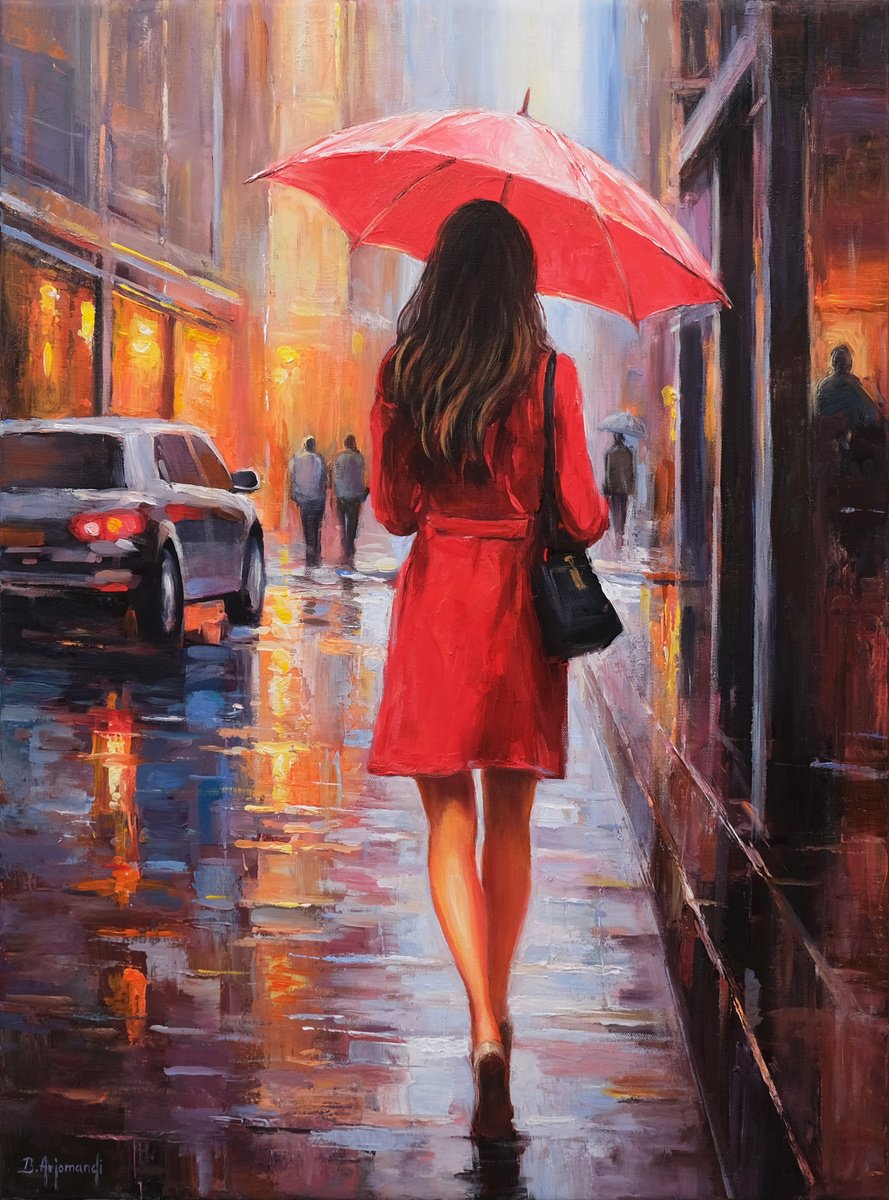 Rainy Cityscape By Behshad Arjomandi, 21 X 29, Artwork For Sale On Artfinder