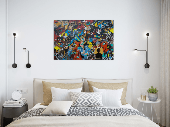 In The Meantime, Originalabstract painting inspired by Joan Miro, Wall art, Ready to hang