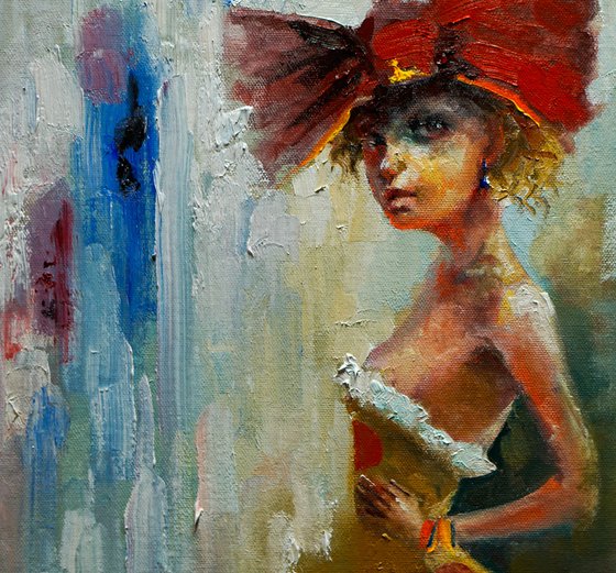 girl with a red bow