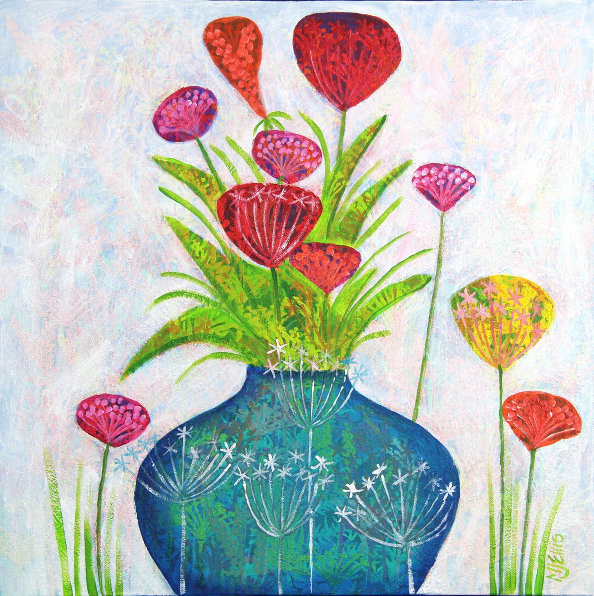 Summer Dance, 50 x 50 cm, ready to hang by Mariann Johansen-Ellis
