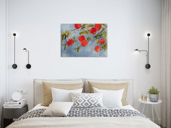 Apples Painting Acrylic Art Fruit Original Red Modern Art Decor