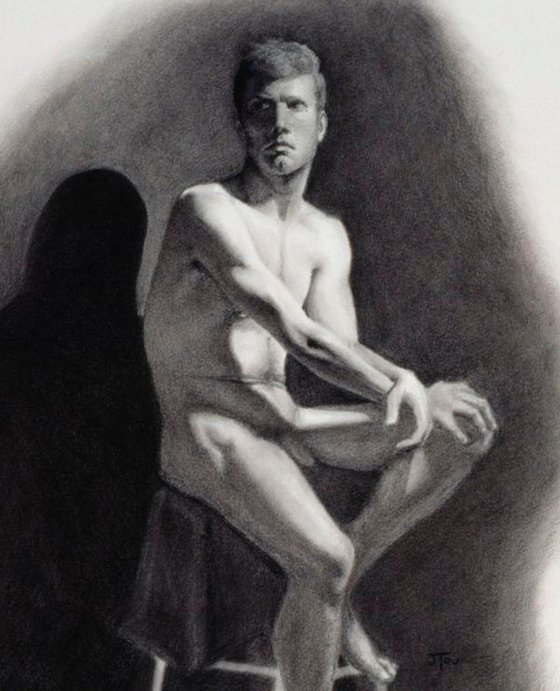 Original Charcoal Male Nude from Life