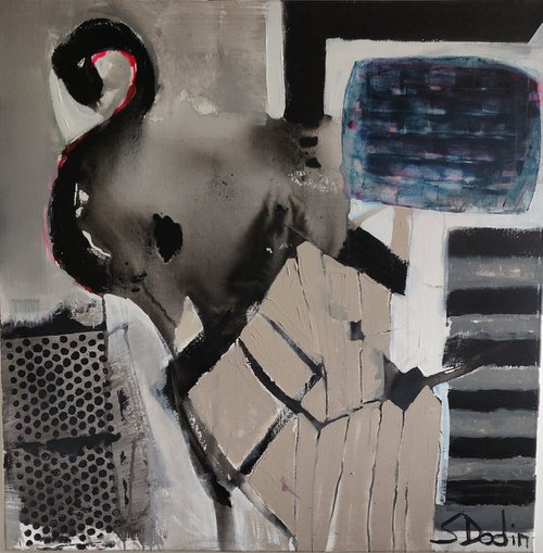 Birds  by abstract acrylic 100x100 by Sylvie Dodin