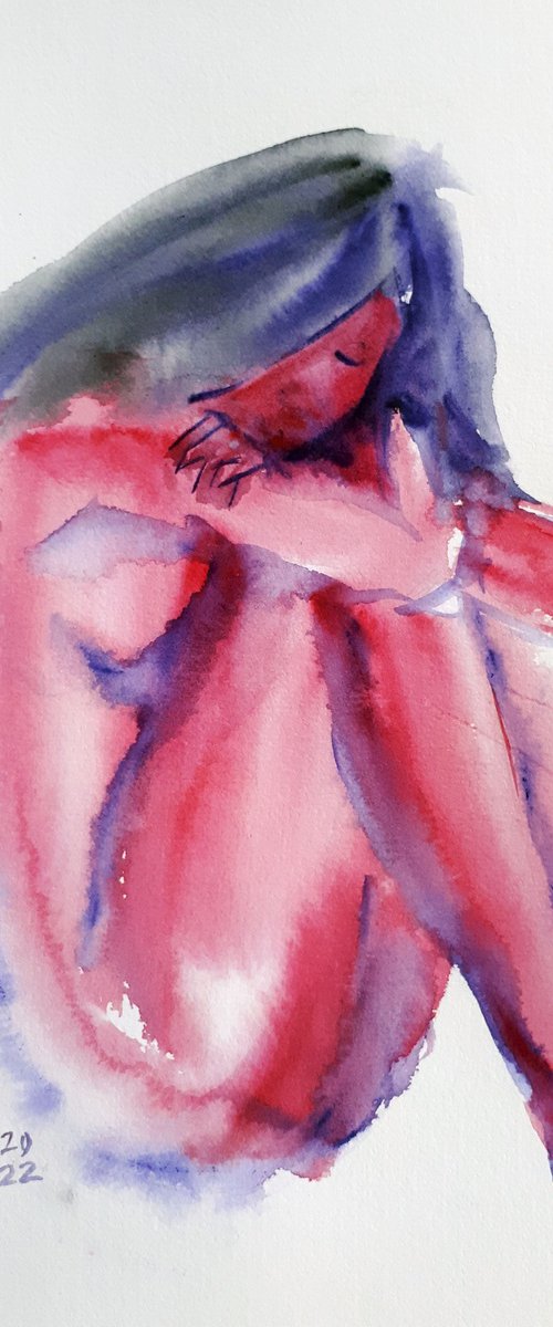 Grace XVI. SERIES OF NUDE BODIES FILLED WITH THE SCENT OF COLOR / ORIGINAL PAINTING by Salana Art Gallery