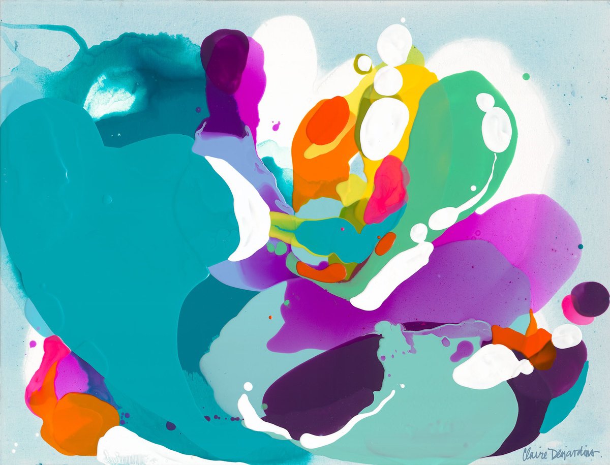 Abstract Acrylic Painting By Claire Desjardins, 40 X 30, Fresh Fruit 01, Original Artwork