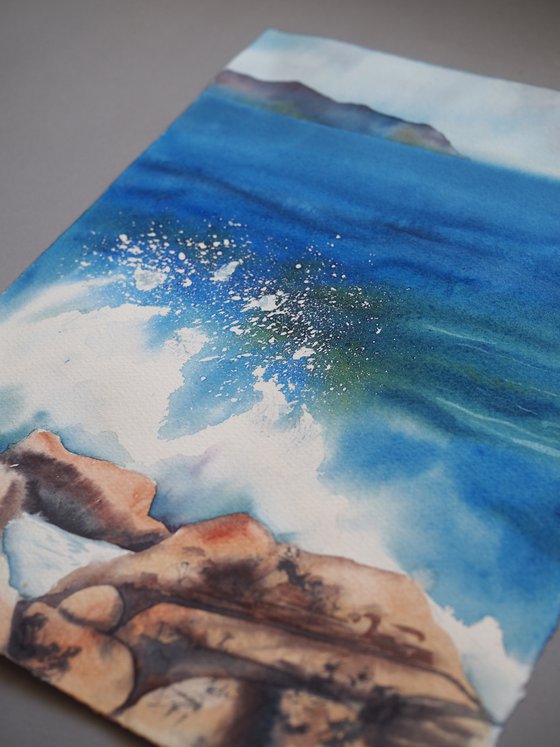 Wave - original seascape watercolor