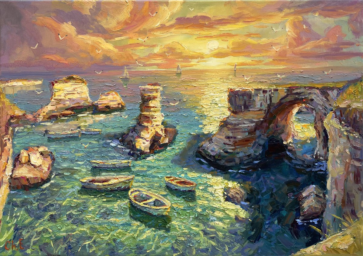 Dawn At The Shore By Evgeny Chernyakovsky, 27 X 20, Artwork For Sale On Artfinder