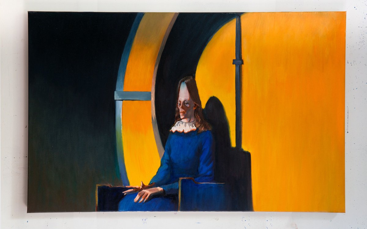 Impressionistic Portrait Oil Painting By Bohdan Katolyk, 31 X 20, Portrait In Two Lights, Original Artwork