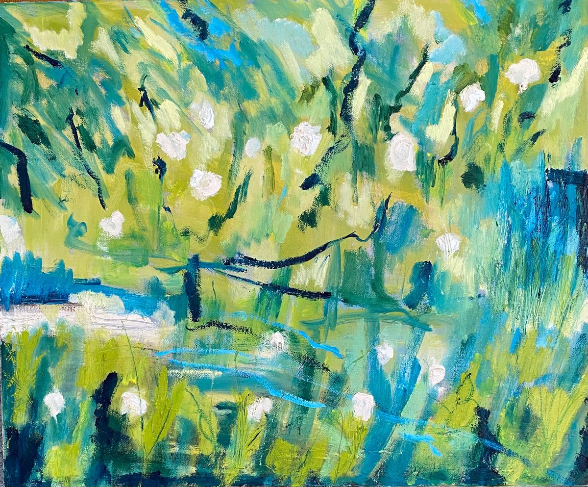 Abstract Landscape Oil Painting By Nikki Wheeler, 24 X 20", Time To Smell The Roses, Original Artwork