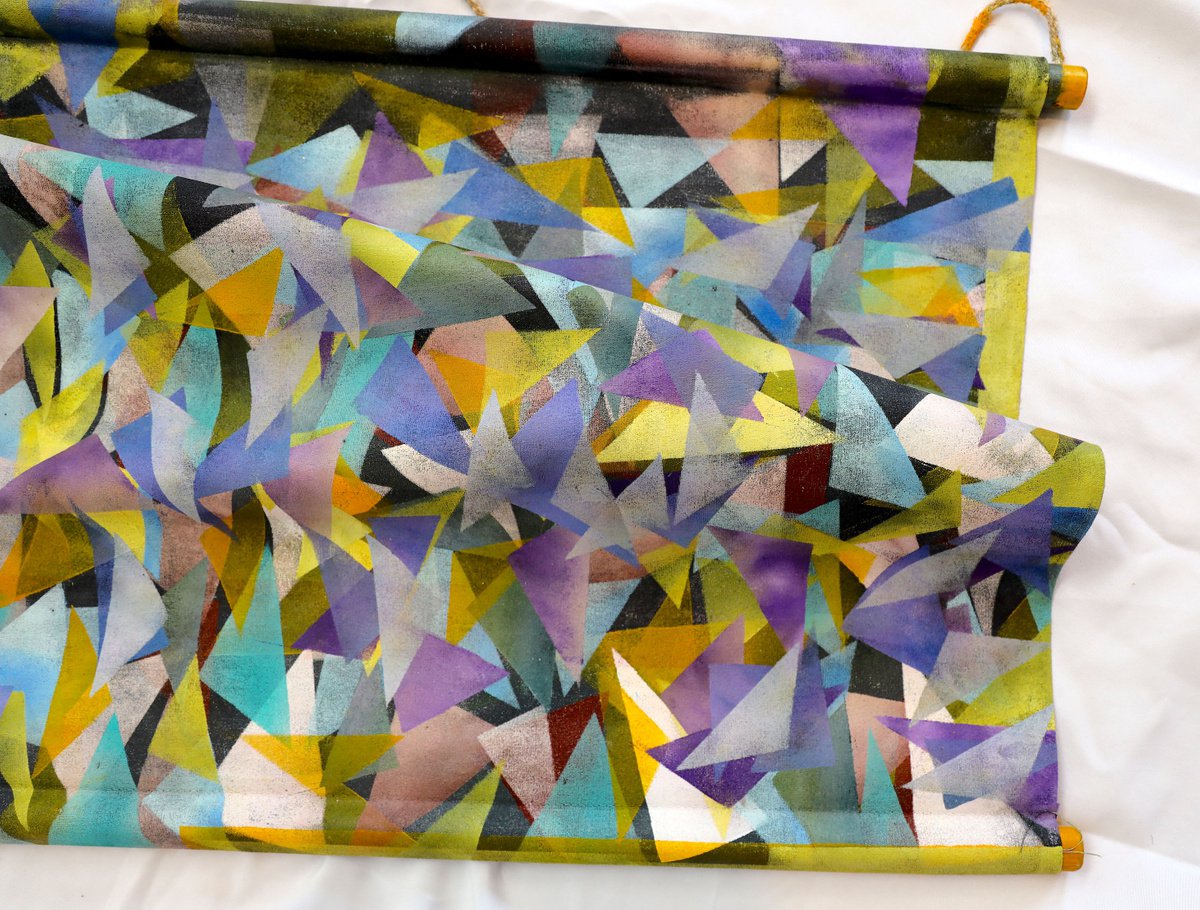 Geometric Abstract Painting By Poovi Art, 39 X 24", Tapestry 1, Original Artwork