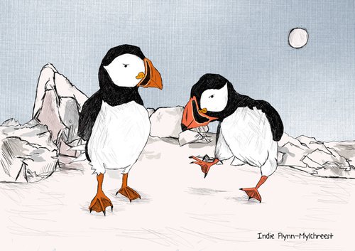 Puffy Puffin Friends 1 by Indie Flynn-Mylchreest of MeriLine Art