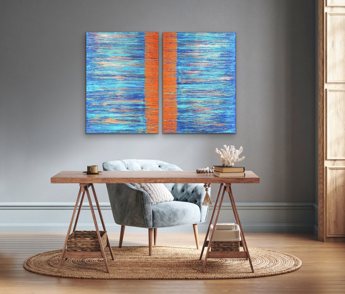 Abstract Acrylic Painting By Carla Sa Fernandes, 39 X 28, A Crush On Blue (#29) + (#30), Original Artwork