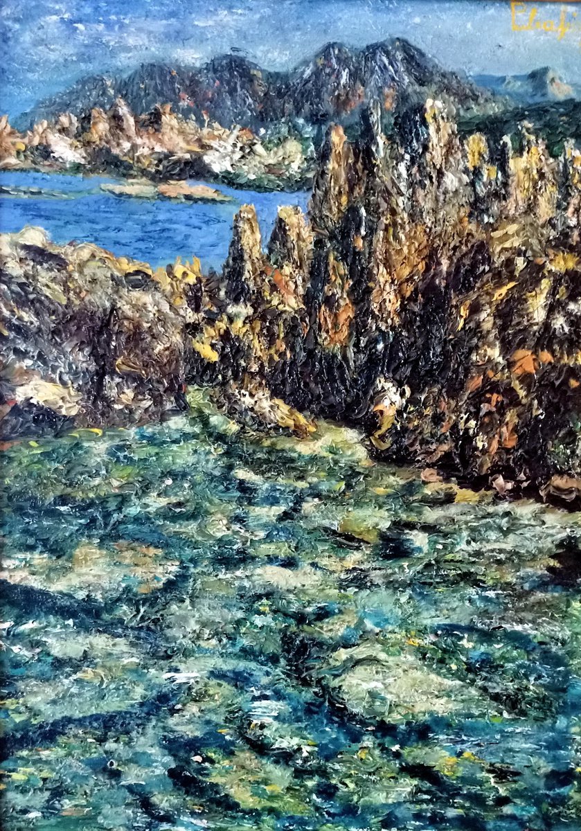 Impressionistic Landscape Oil Painting By Antonino Puliafico, 22 X 30, Piscina Di Roccia, Original Artwork