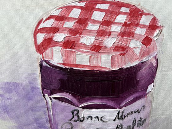 Jam in the small glass jar